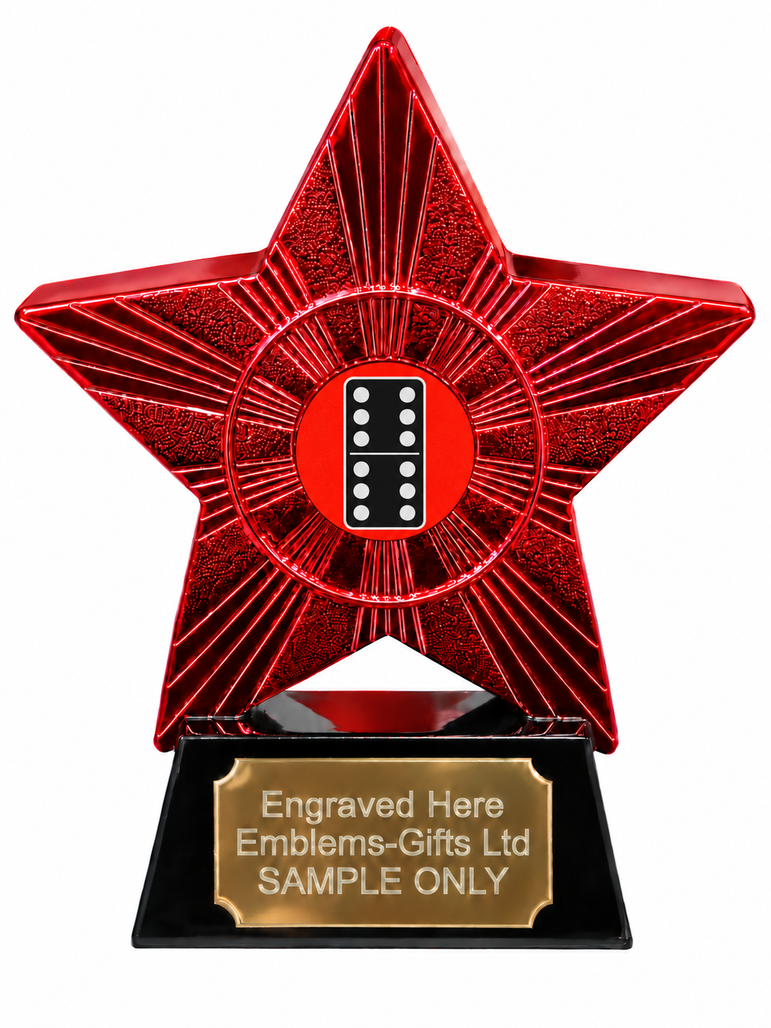 Red Superstar Double Six Domino Red Resin Trophy 140 x 125mm (A4)
