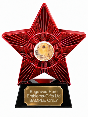 Red Superstar Golden Dog Portrait Resin Trophy 140 x 125mm (A4)