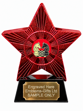 Red Superstar Chess Knights Resin Trophy 140 x 125mm (A4)