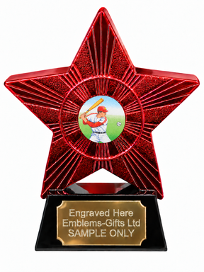 Red Superstar Baseball Batter Resin Trophy 140 x 125mm (A4)