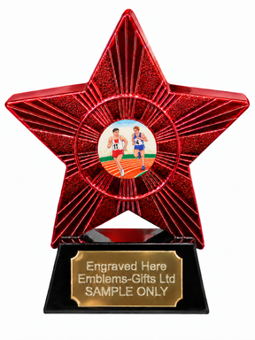 Red Superstar Track Runners Resin Trophy 140 x 125mm (A4)