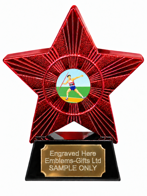 Red Superstar Javelin Thrower Resin Trophy 140 x 125mm (A4)