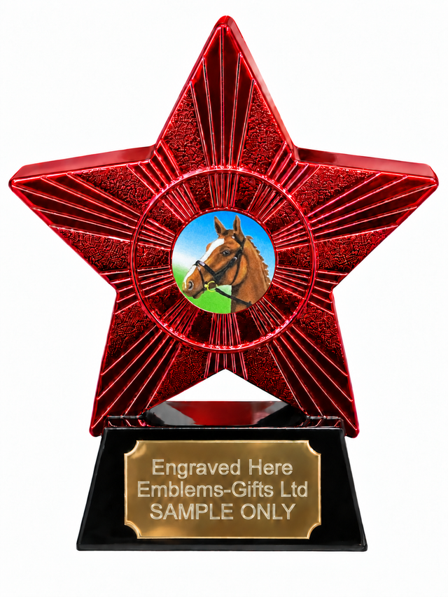 Red Superstar Horse Head Portrait Resin Trophy 140 x 125mm (A4)