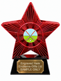 Red Superstar Crossed Hockey Sticks and Ball Resin Trophy 140 x 125mm (A4)