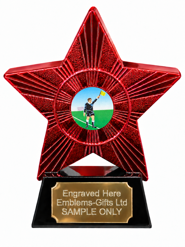 Red Superstar Football Assistant Referee Resin Trophy 140 x 125mm (A4)