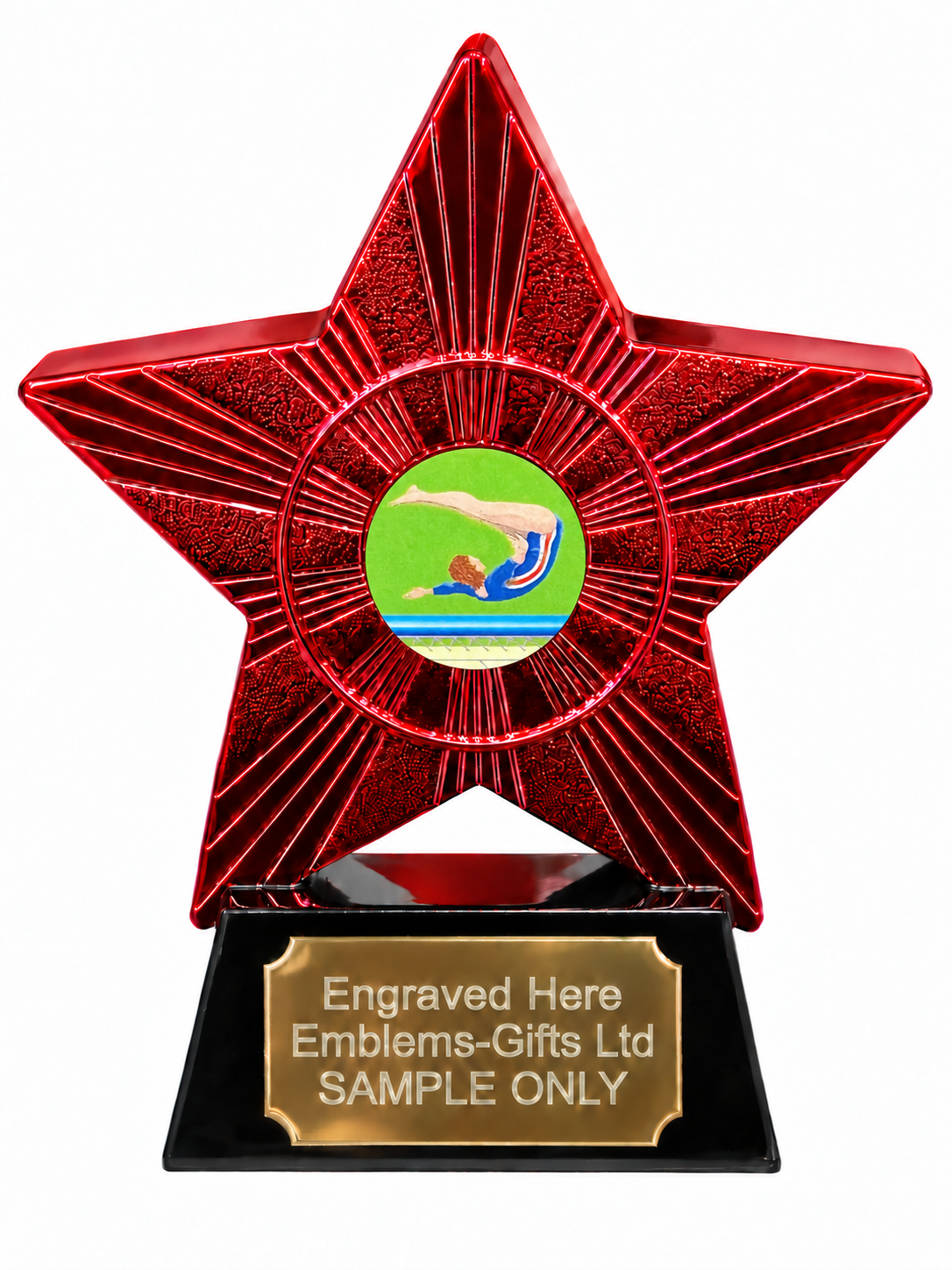 Red Superstar Female Trampolinist Resin Trophy 140 x 125mm (A4)