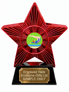 Red Superstar Female Trampolinist Resin Trophy 140 x 125mm (A4)