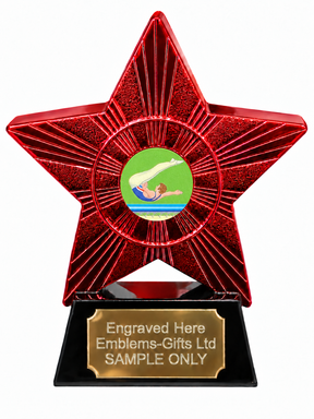 Red Superstar Male Trampolinist Resin Trophy 140 x 125mm (A4)