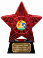 Red Superstar Male Table Tennis Player Resin Trophy 140 x 125mm (A4)