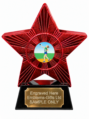 Red Superstar Female Shot Put Athlete Resin Trophy 140 x 125mm (A4)