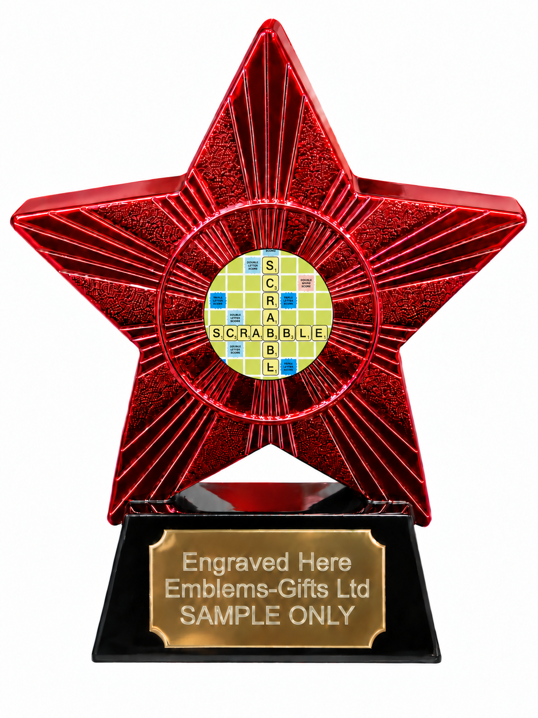 Red Superstar Word Game Board and Letter Tiles Resin Trophy 140 x 125mm (A4)