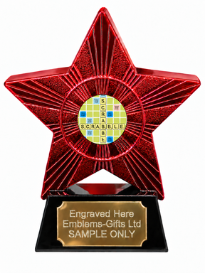 Red Superstar Word Game Board and Letter Tiles Resin Trophy 140 x 125mm (A4)