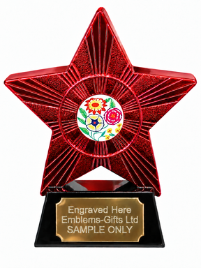 Red Superstar Colourful Flowers Resin Trophy 140 x 125mm (A4)