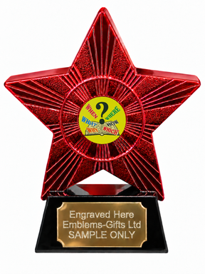Red Superstar Quiz Questions and Book Resin Trophy 140 x 125mm (A5)
