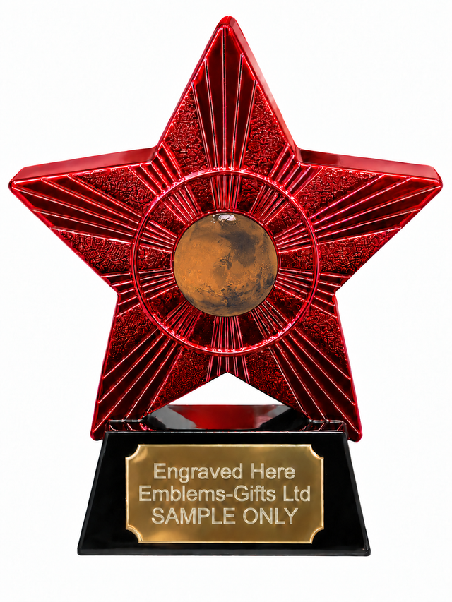 Red Superstar Planet Mars Resin Trophy 140 x 125mm (A5)