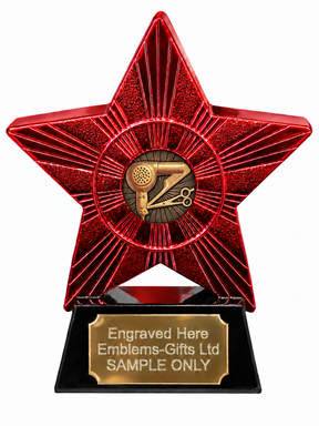 Red Superstar Hairdresser Tools Resin Trophy 140 x 125mm (A5)