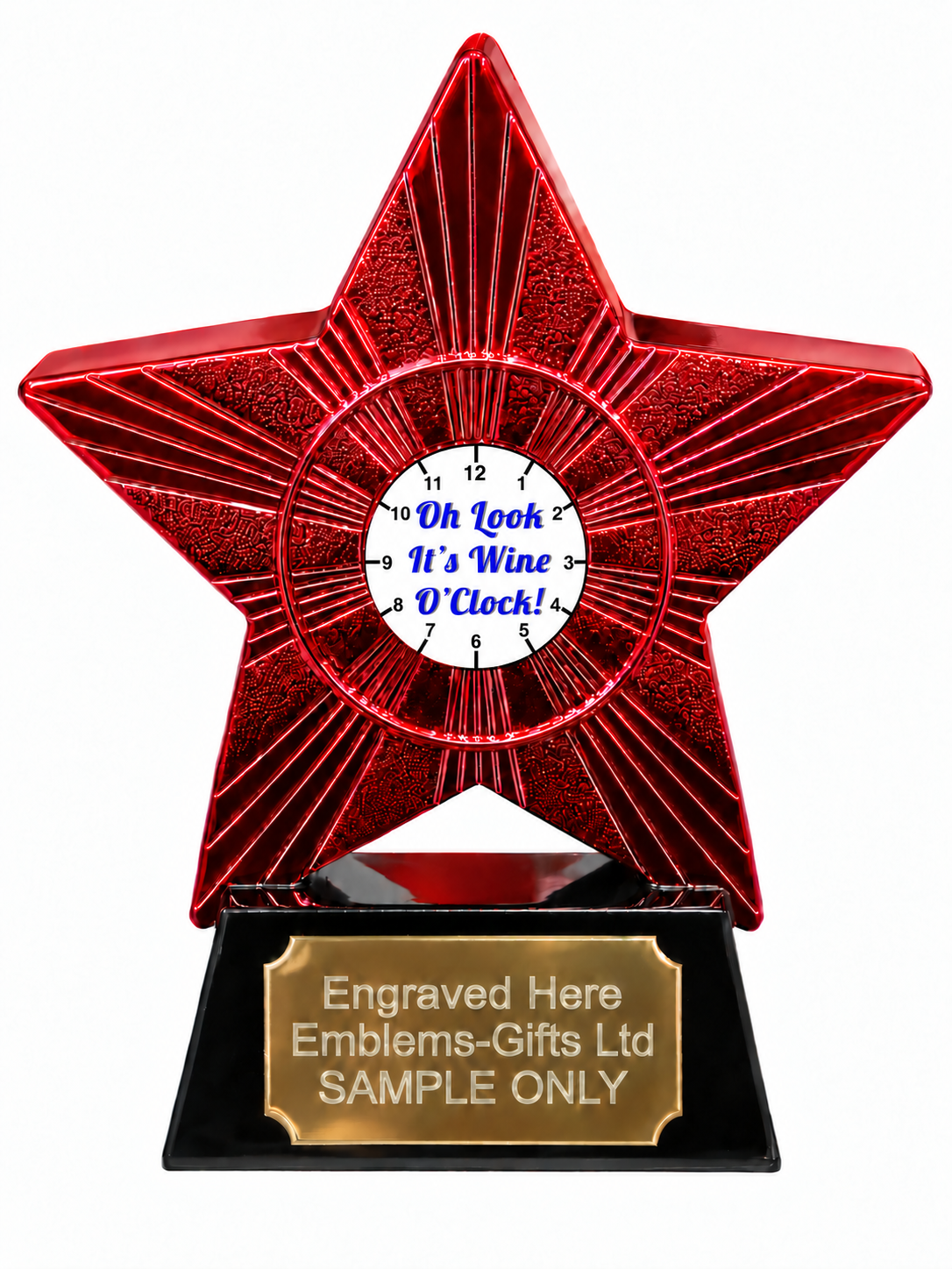 Red Superstar Wine O Clock Resin Trophy 140 x 125mm (A5)