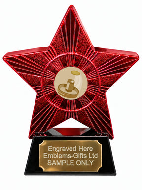 Red Superstar Air Hockey Bronze trophy with original centre design in the small inner circle