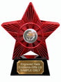 Red Superstar Flaming Torch and Laurel trophy with original centre design in the small inner circle