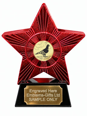 Red Superstar Pigeon Gold trophy with original centre design in the small inner circle