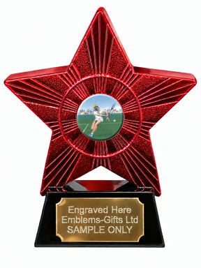 Red Superstar Female Tennis Player Resin Trophy 140 x 125mm (A5)