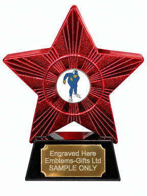 Red Superstar Speed Skating Resin Trophy 140 x 125mm (A5)
