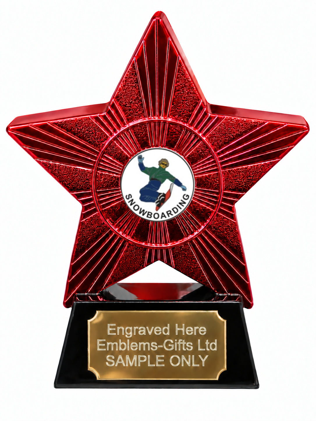 Red Superstar Snowboarding Resin Trophy 140 x 125mm (A5)