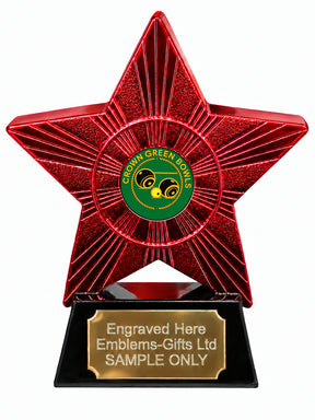 Red Superstar Crown Green Bowls Resin Trophy 140 x 125mm (A6)