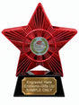 Red Superstar Curling Stone and Laurel Resin Trophy 140 x 125mm (A6)