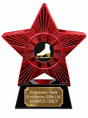 Red Superstar Ice Skate Black Background Resin Trophy 140 x 125mm (A6)