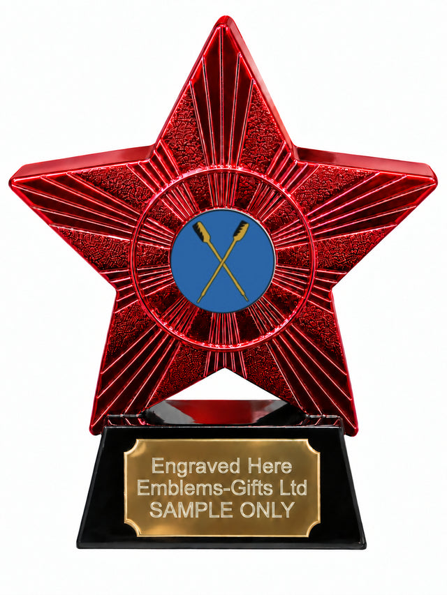 Red Superstar Crossed Oars Resin Trophy 140 x 125mm (A6)