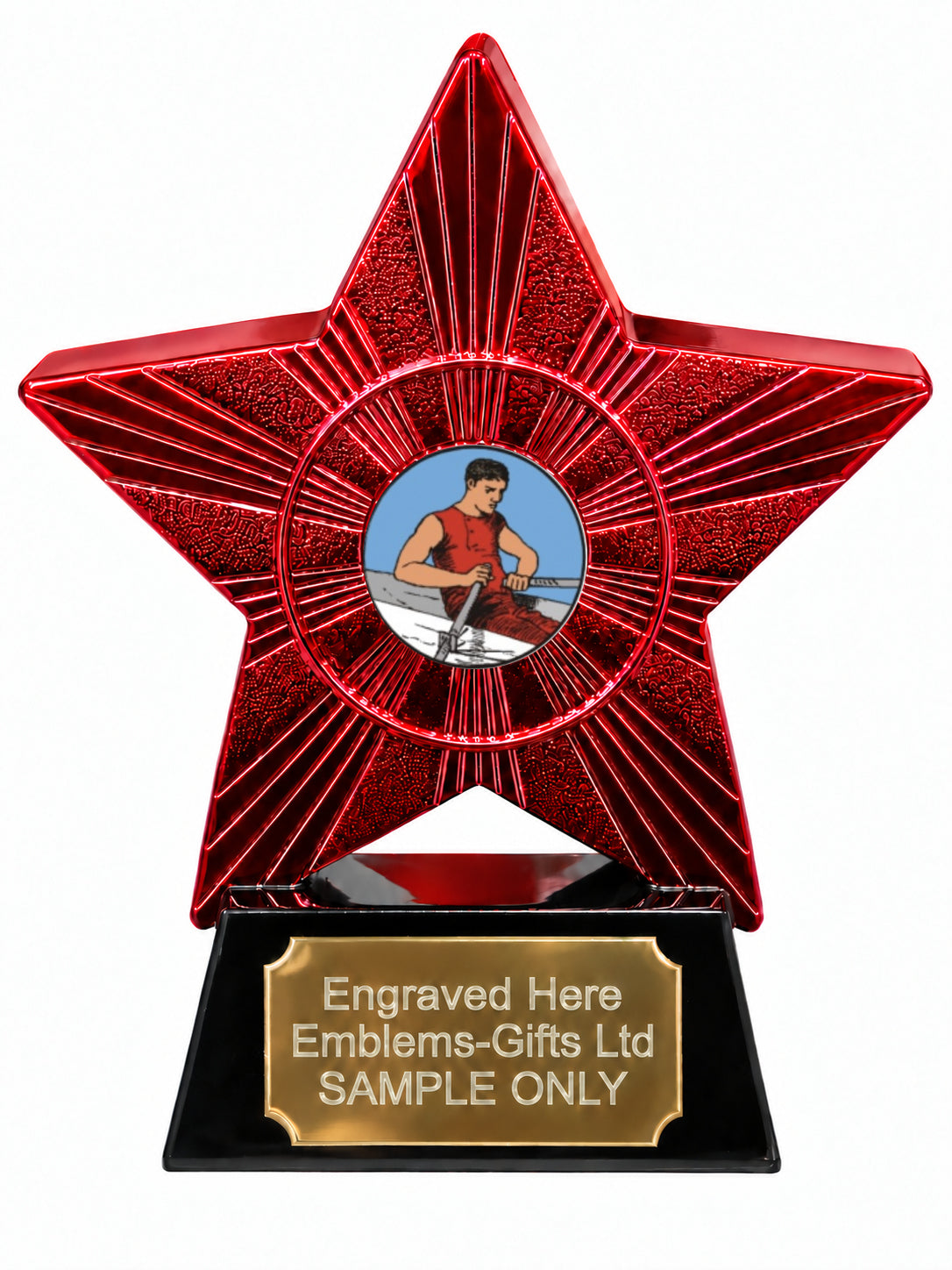 Red Superstar Male Rower Red Kit Resin Trophy 140 x 125mm (A6)