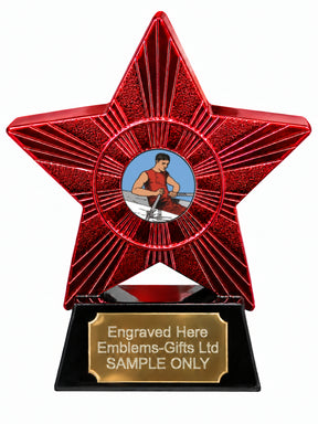 Red Superstar Male Rower Red Kit Resin Trophy 140 x 125mm (A6)