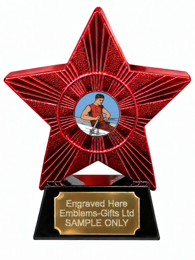 Red Superstar Male Rower Red Kit Resin Trophy 140 x 125mm (A6)