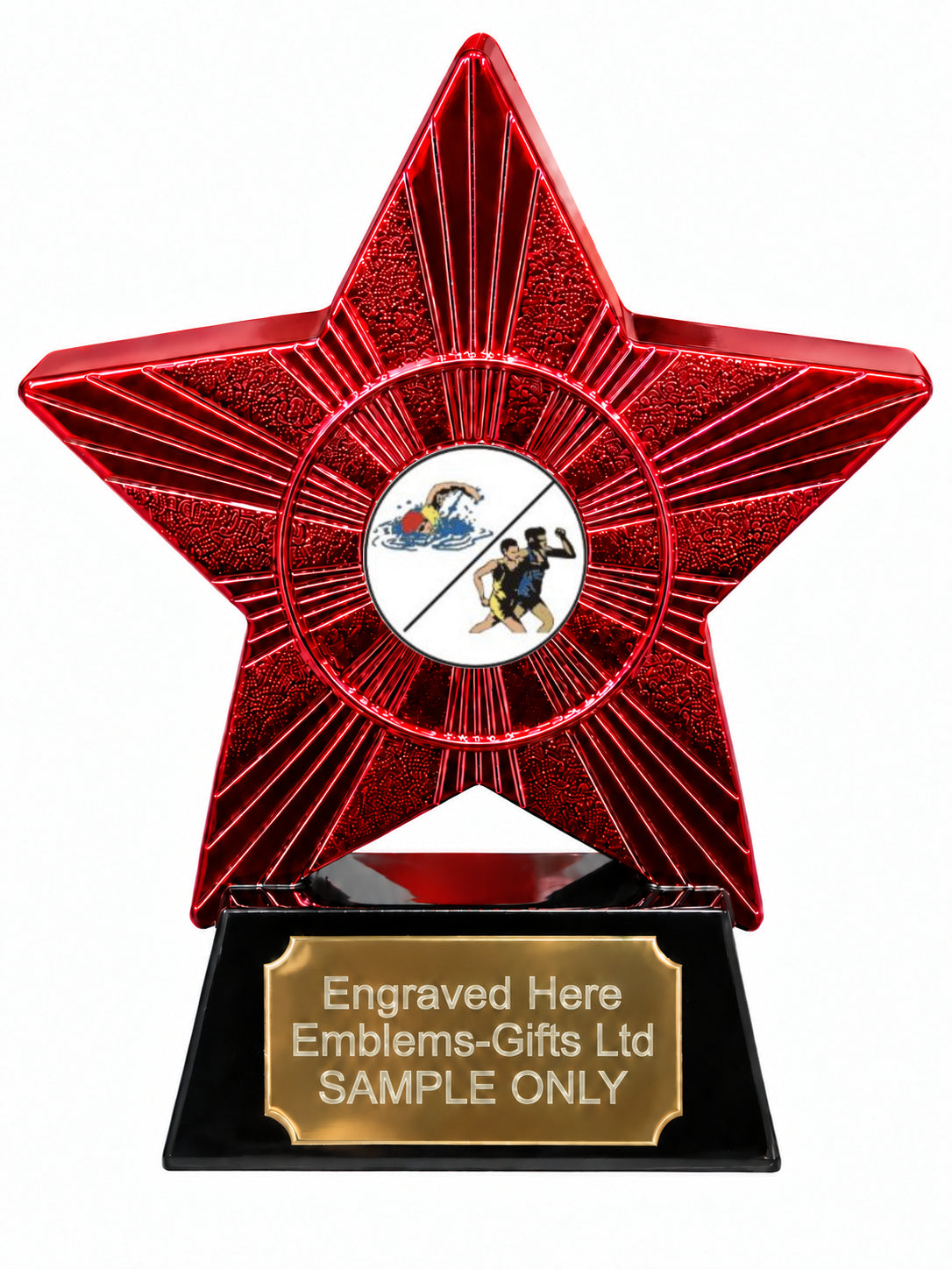 Red Superstar Aquathlon Swim and Run Resin Trophy 140 x 125mm (A6)