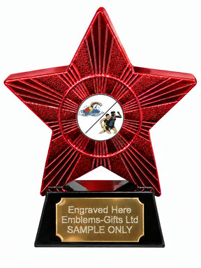 Red Superstar Aquathlon Swim and Run Resin Trophy 140 x 125mm (A6)