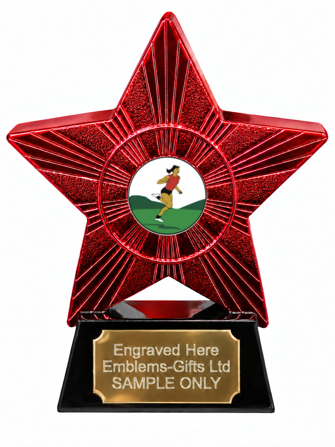 Red Superstar Female Cross Country Runner Resin Trophy 140 x 125mm (A6)