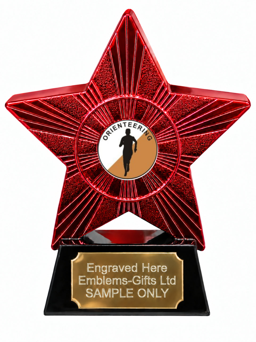 Red Superstar Orienteering Resin Trophy 140 x 125mm (A6)