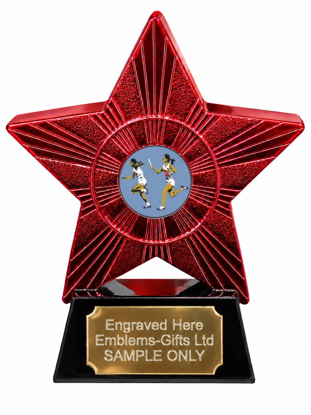 Red Superstar Female Relay Runners Resin Trophy 140 x 125mm (A6)