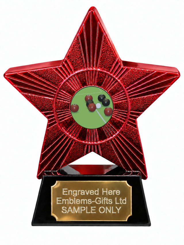 Red Superstar Lawn Bowls on Green Resin Trophy 140 x 125mm (A6)