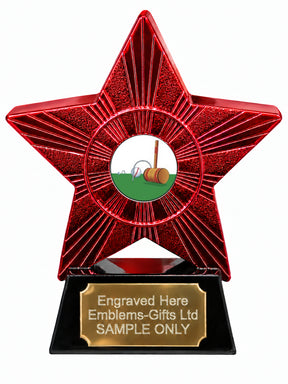 Red Superstar Croquet Resin Trophy 140 x 125mm (A6)