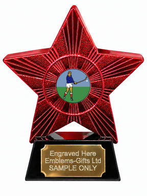 Red Superstar Male Hurling Player Resin Trophy 140 x 125mm (A6)