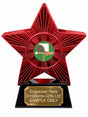 Red Superstar Bat Ball and Wicket Green Resin Trophy 140 x 125mm (A6)