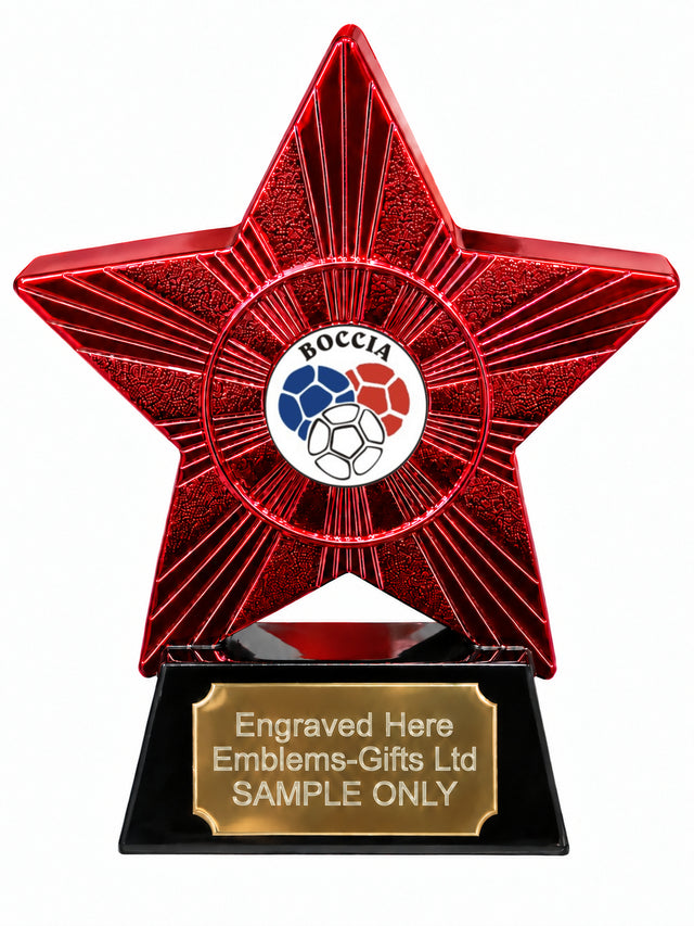 Red Superstar Boccia Resin Trophy 140 x 125mm (A6)