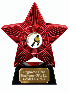 Red Superstar Cycle Speedway Resin Trophy 140 x 125mm (A6)