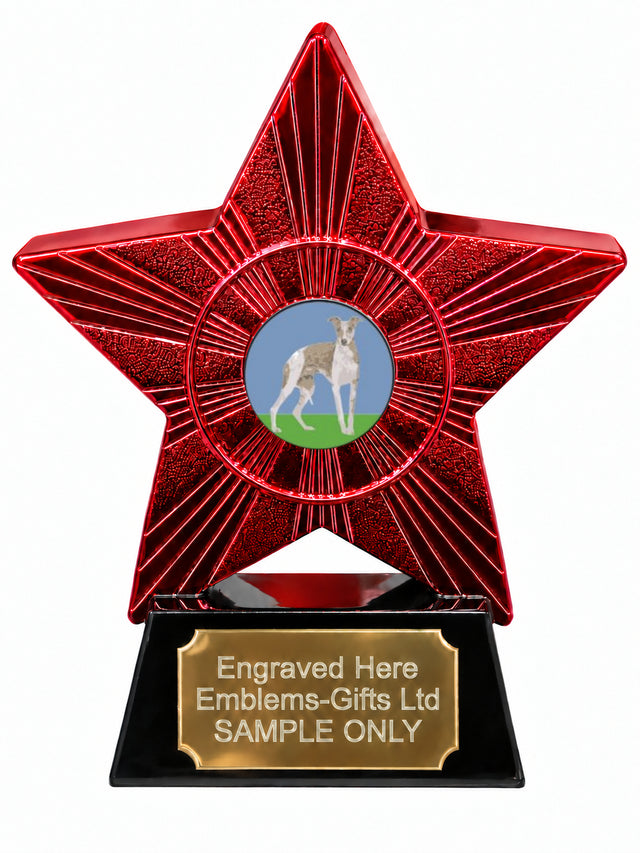 Red Superstar Greyhound Blue Sky Resin Trophy 140 x 125mm (A6)