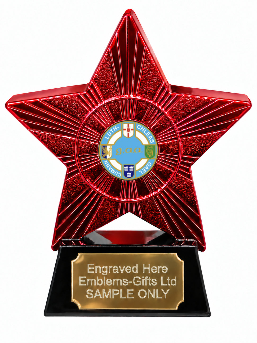 Red Superstar GAA Crest Resin Trophy 140 x 125mm (A6)