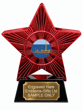 Red Superstar Sea Fishing Boat Resin Trophy 140 x 125mm (A6)