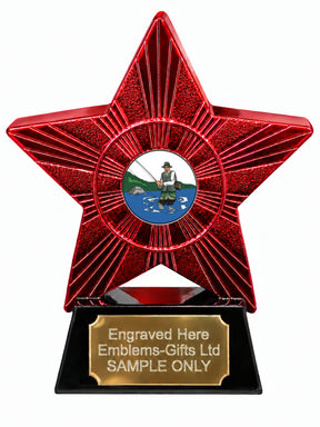 Red Superstar Fly Fishing Resin Trophy 140 x 125mm (A6)