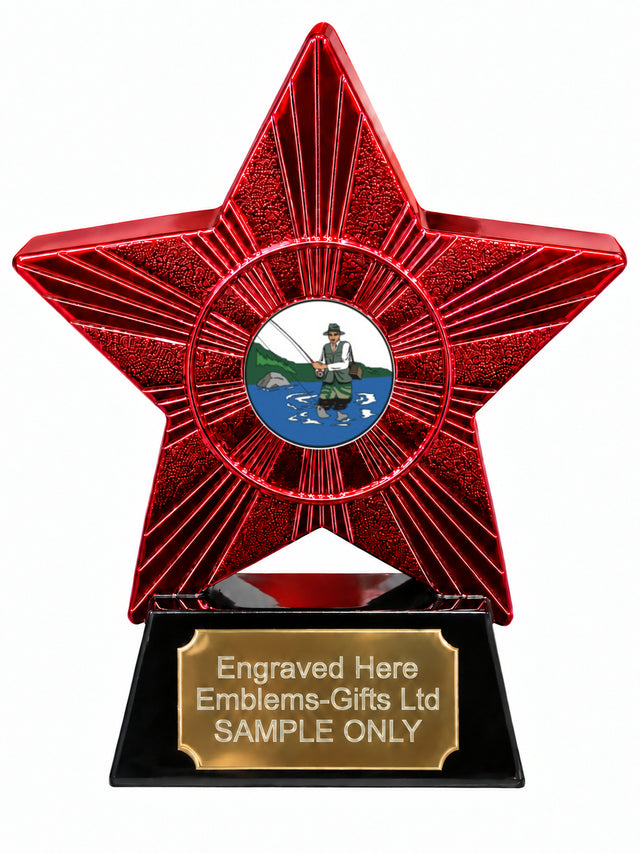 Red Superstar Fly Fishing Resin Trophy 140 x 125mm (A6)